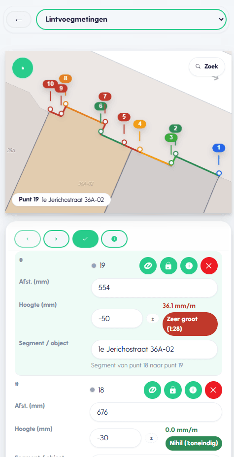 FunderScan op telefoon — lintvoegmeting