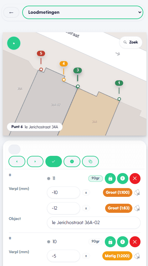 FunderScan op telefoon — loodmeting