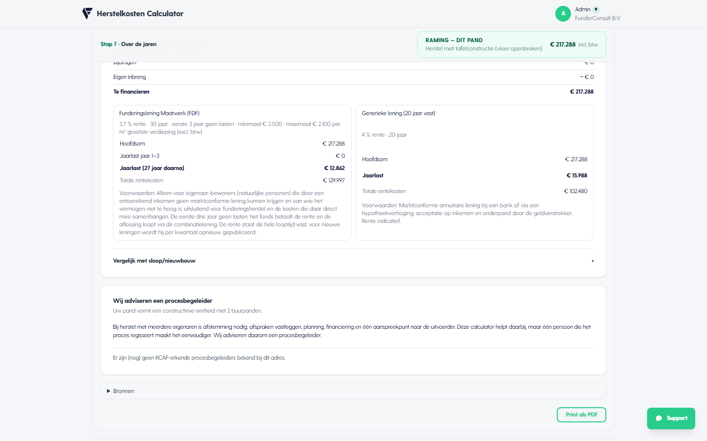 Stap 7 Over de jaren met financiering en vervolg