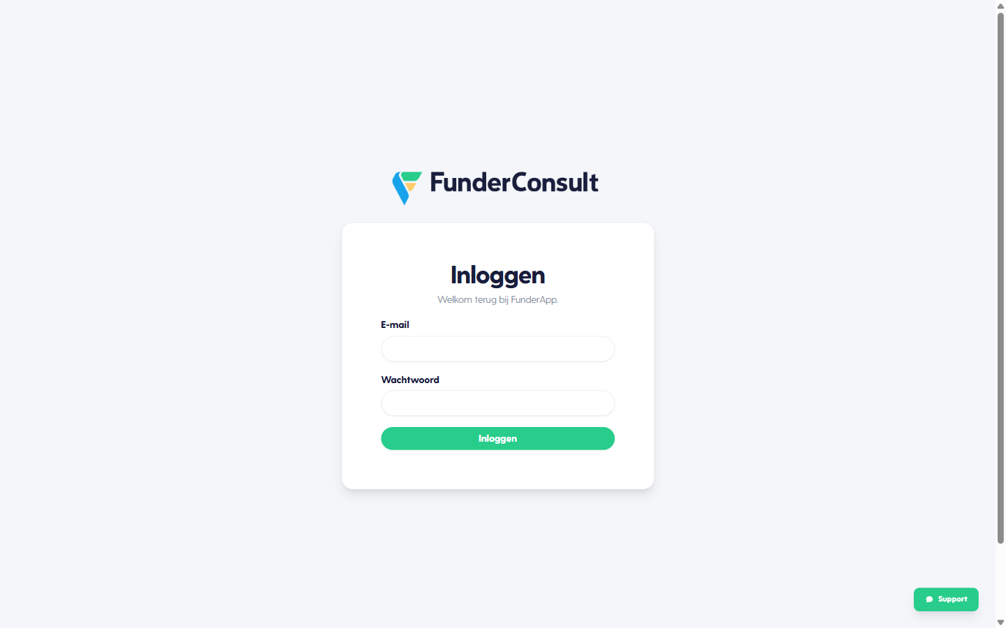 Inlogscherm van FunderScan