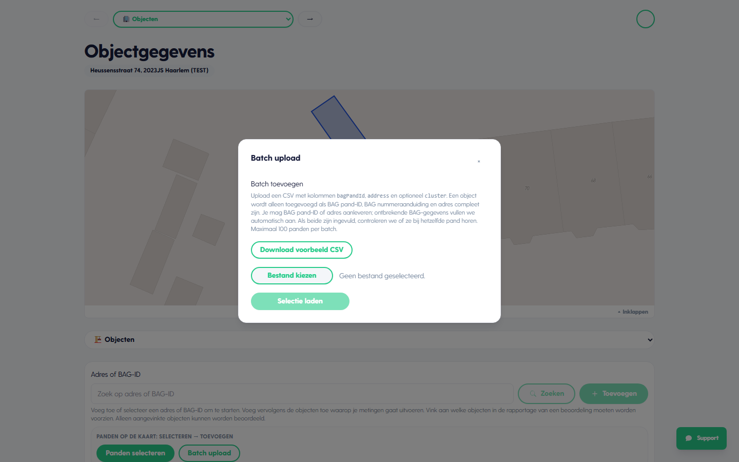 Batch upload met de voorbeeld-CSV