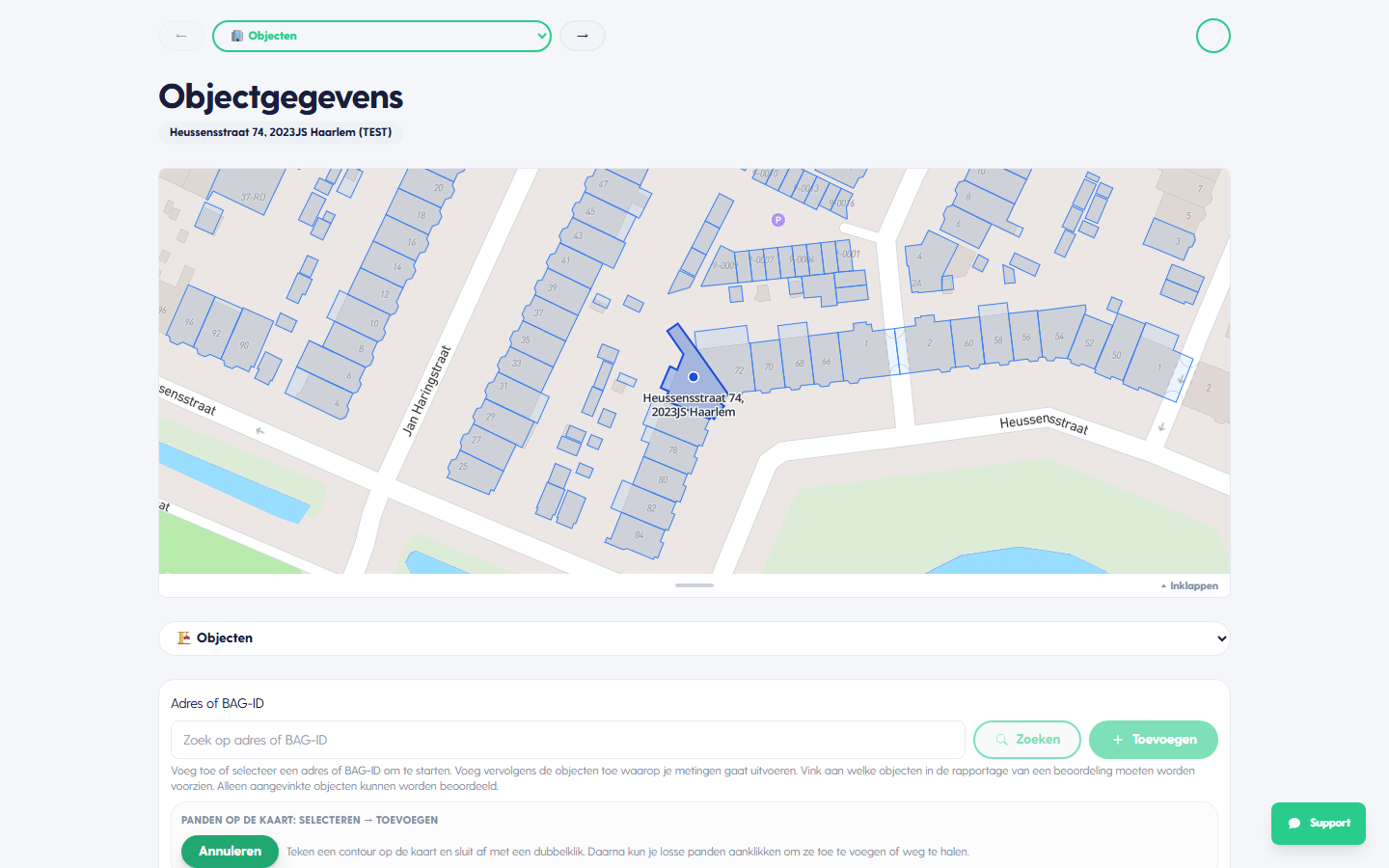 Panden selecteren op de kaart