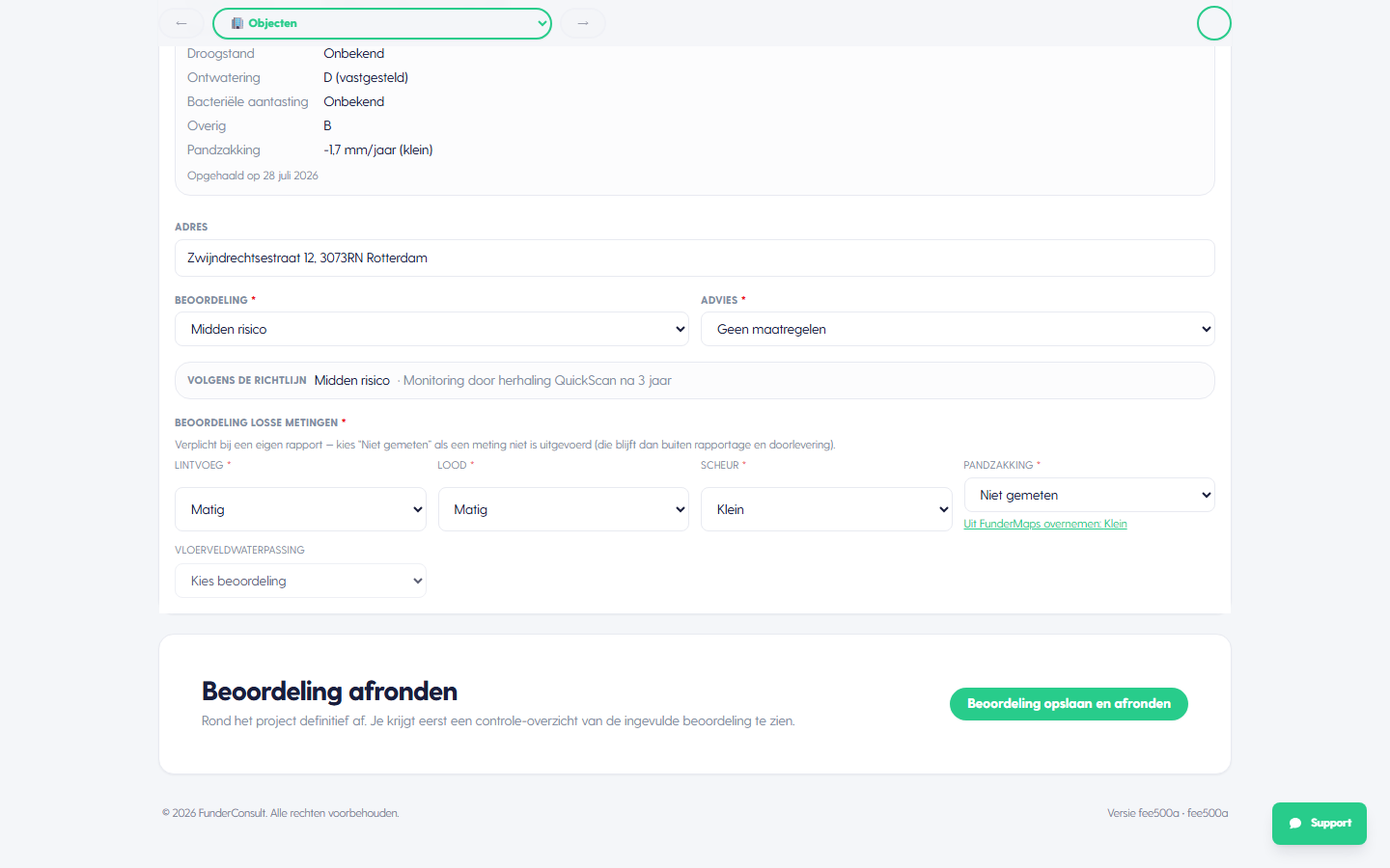 Beoordeling afronden onderaan de pagina